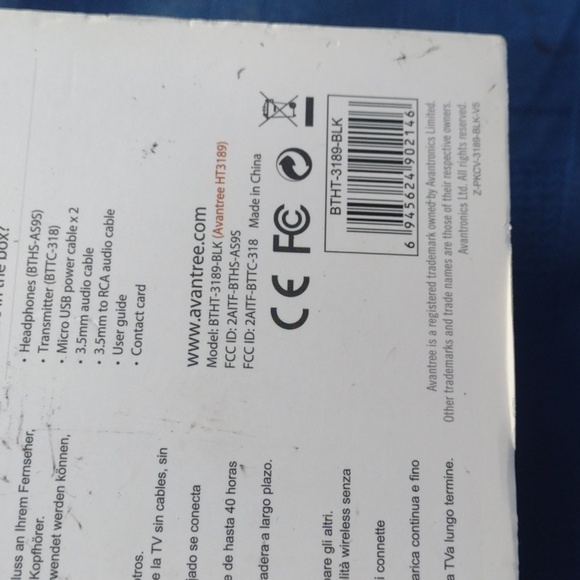 Avantree Wireless Transmitter and Headphones Set - Black NWT - Picture 3 of 3